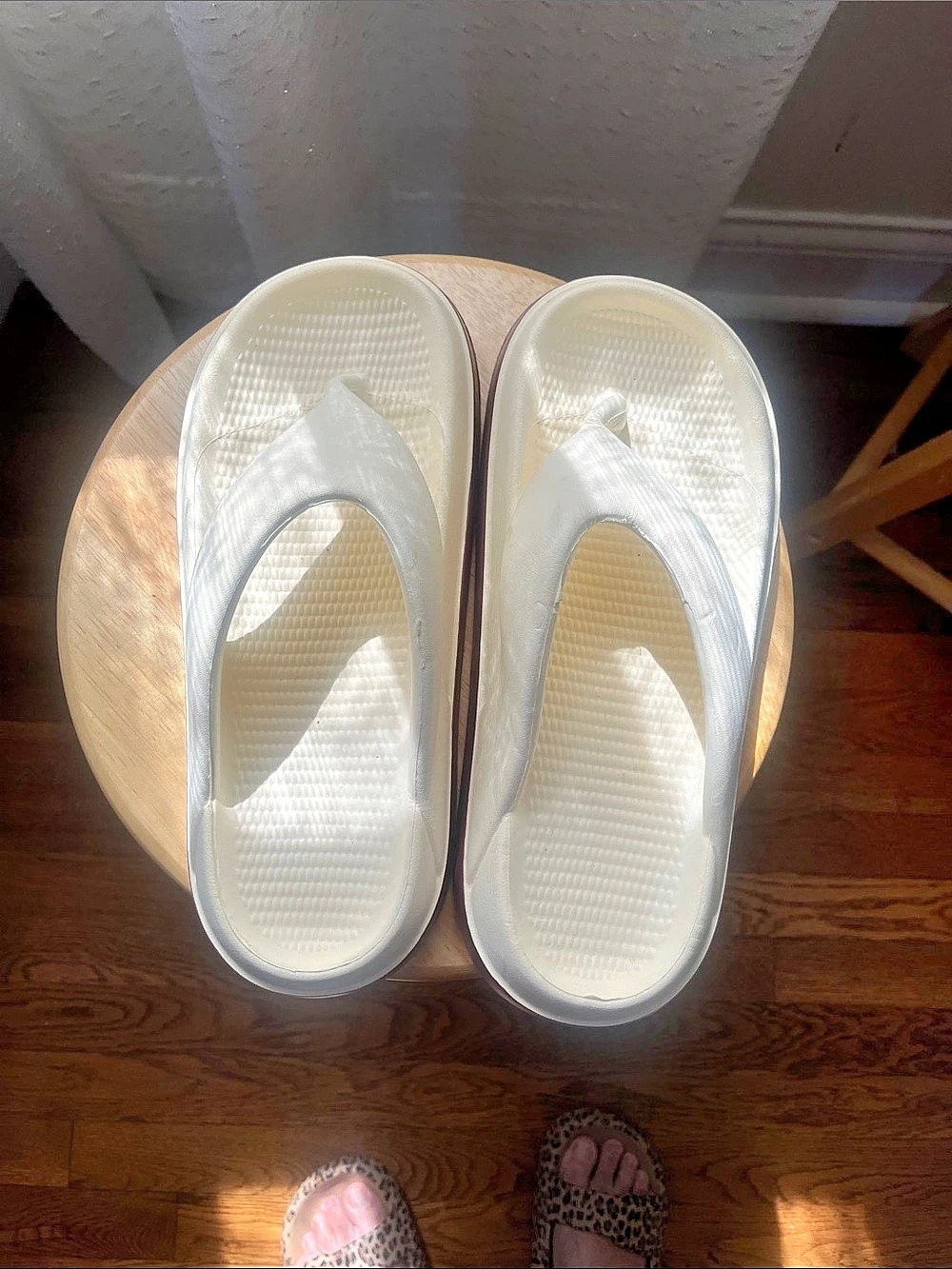 White & Pink Platform Flip Flops Like New